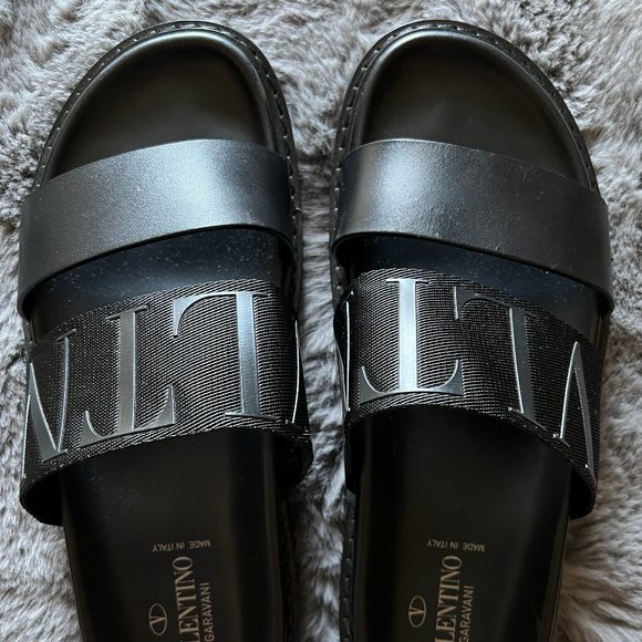 Valentino Garavani Black Slide Sandals